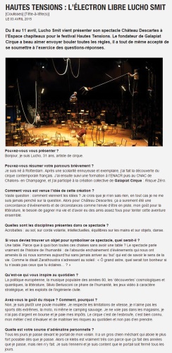 Château Descartes / Blog du festival Hautes Tensions, april 3rd 2015